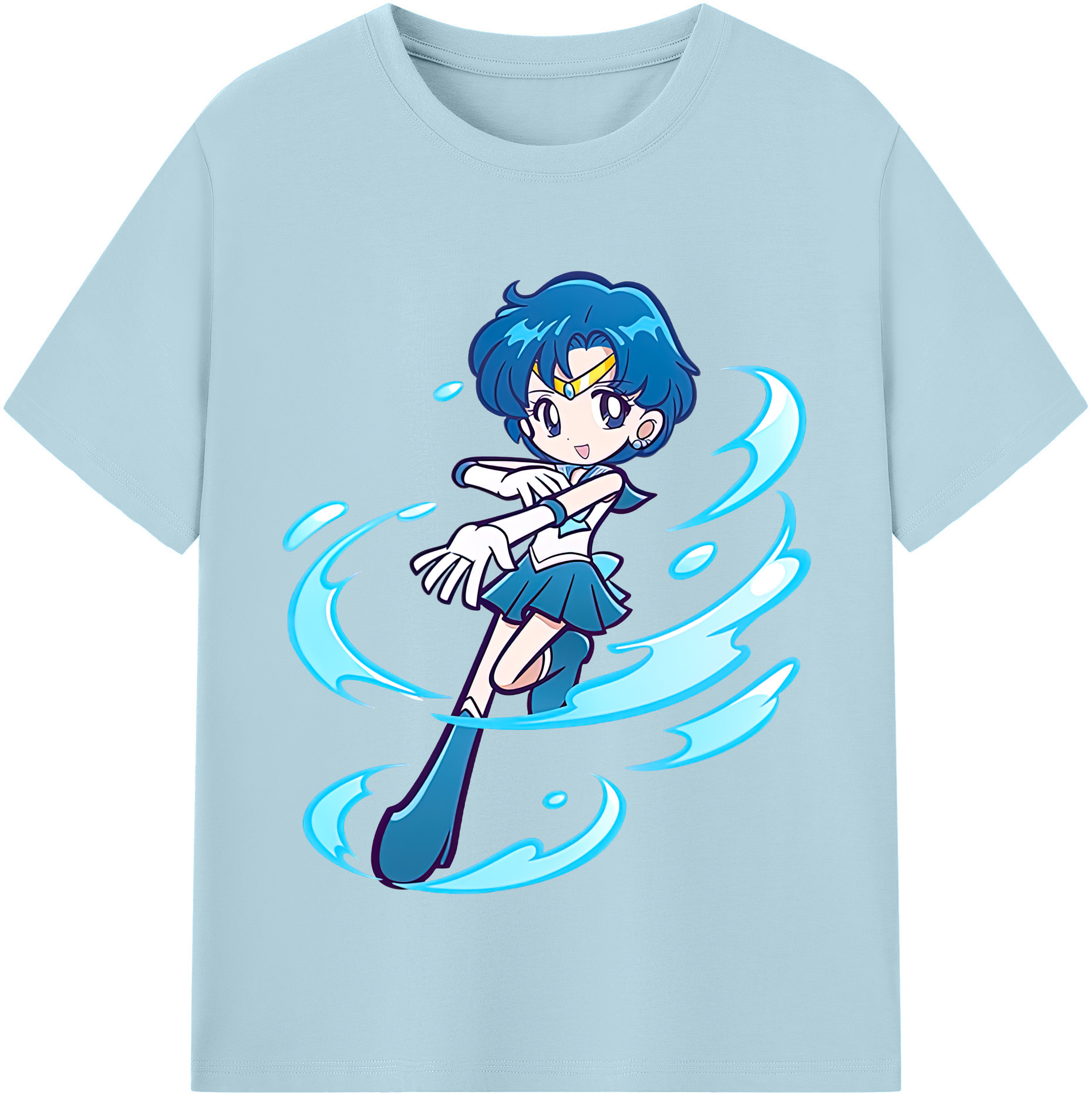 （画像用） 美少女戦士セーラームーン 水野 亜美 みずの あみ Sailor Moon Mizuno Ami 綿100％半袖Tシャツ（フロントプリント）